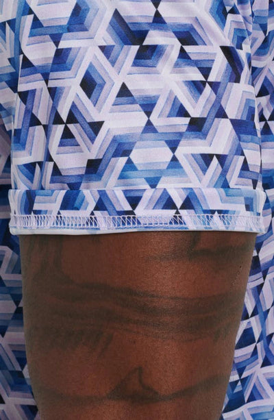 Robert Graham Pink Sand Stretch Cubist Maze Print Polo Shirt
