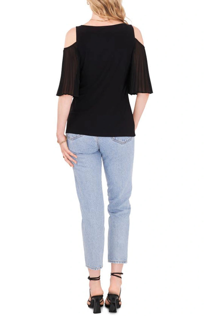 Vince Camuto Cold-Shoulder Pleated-Sleeve Top