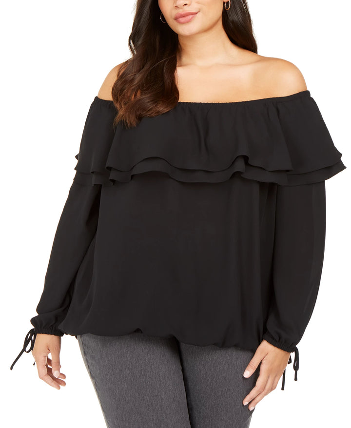 Michael Michael Kors Plus Size Ruffled Off-The-Shoulder Top