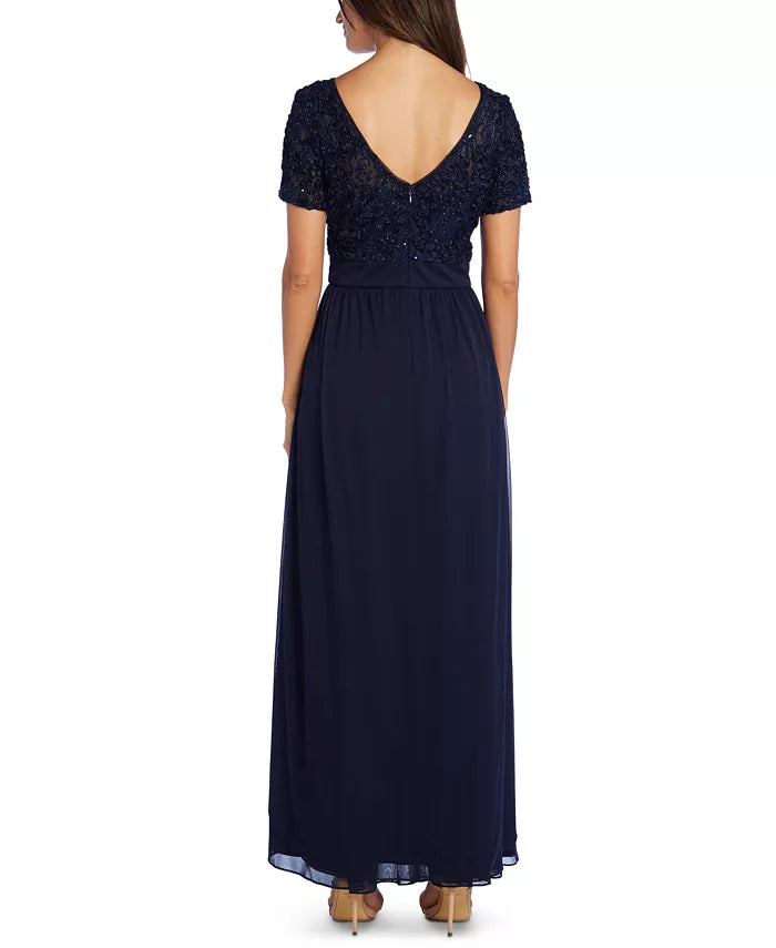 R & M Richards Sequin & Ruffle Gown