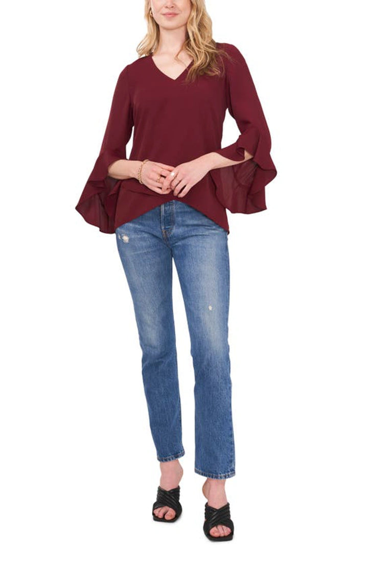Vince Camuto V-neck Flutter Sleeve Blouse