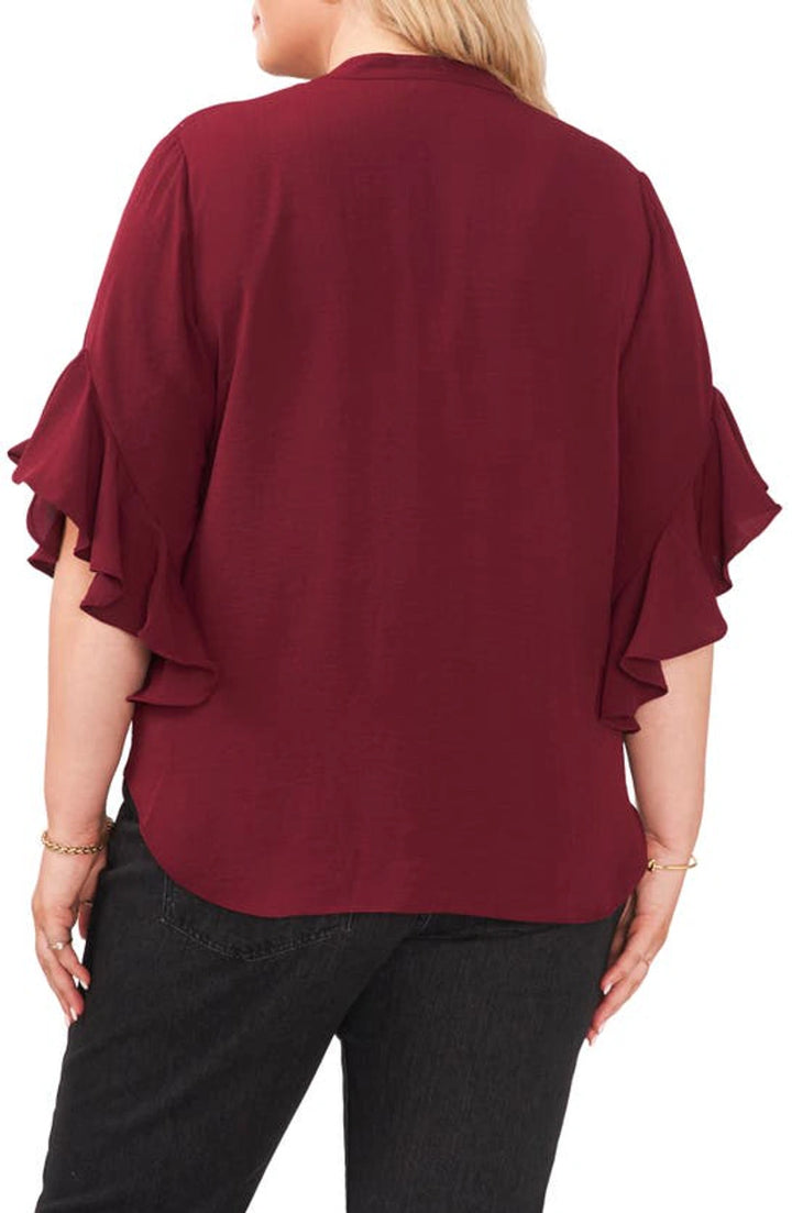 Vince Camuto Plus Size Ruffle Sleeve Henley Blouse