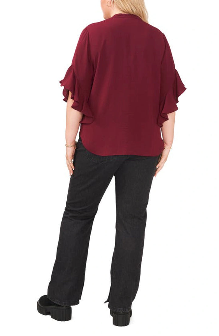 Vince Camuto Plus Size Ruffle Sleeve Henley Blouse