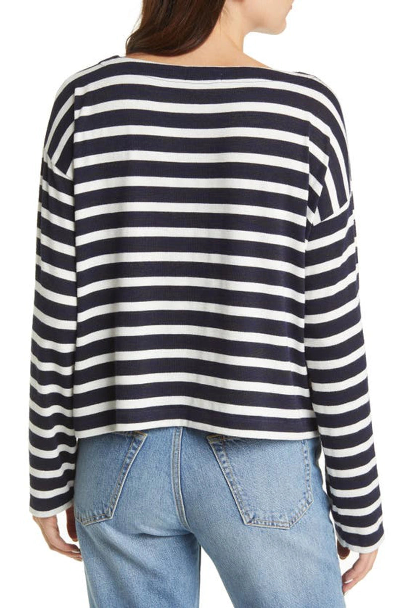rag & bone The Knit Stripe Boat Neck Top