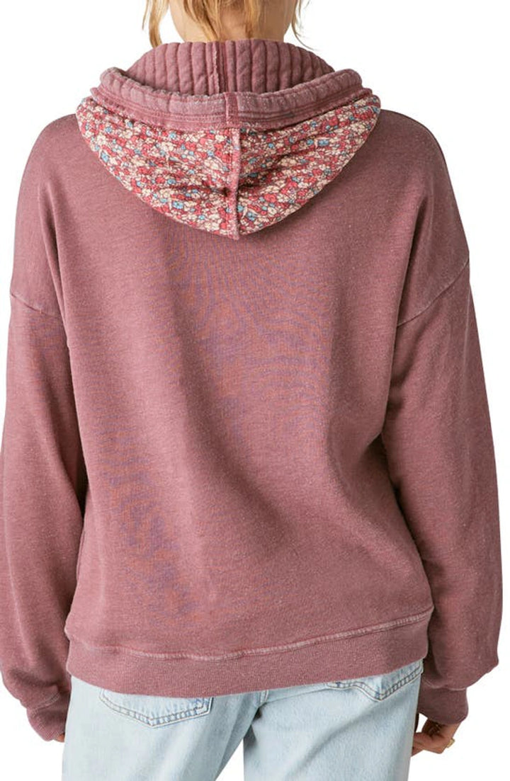 Lucky Brand Quilted Patchwork Hooded Sweatshirt