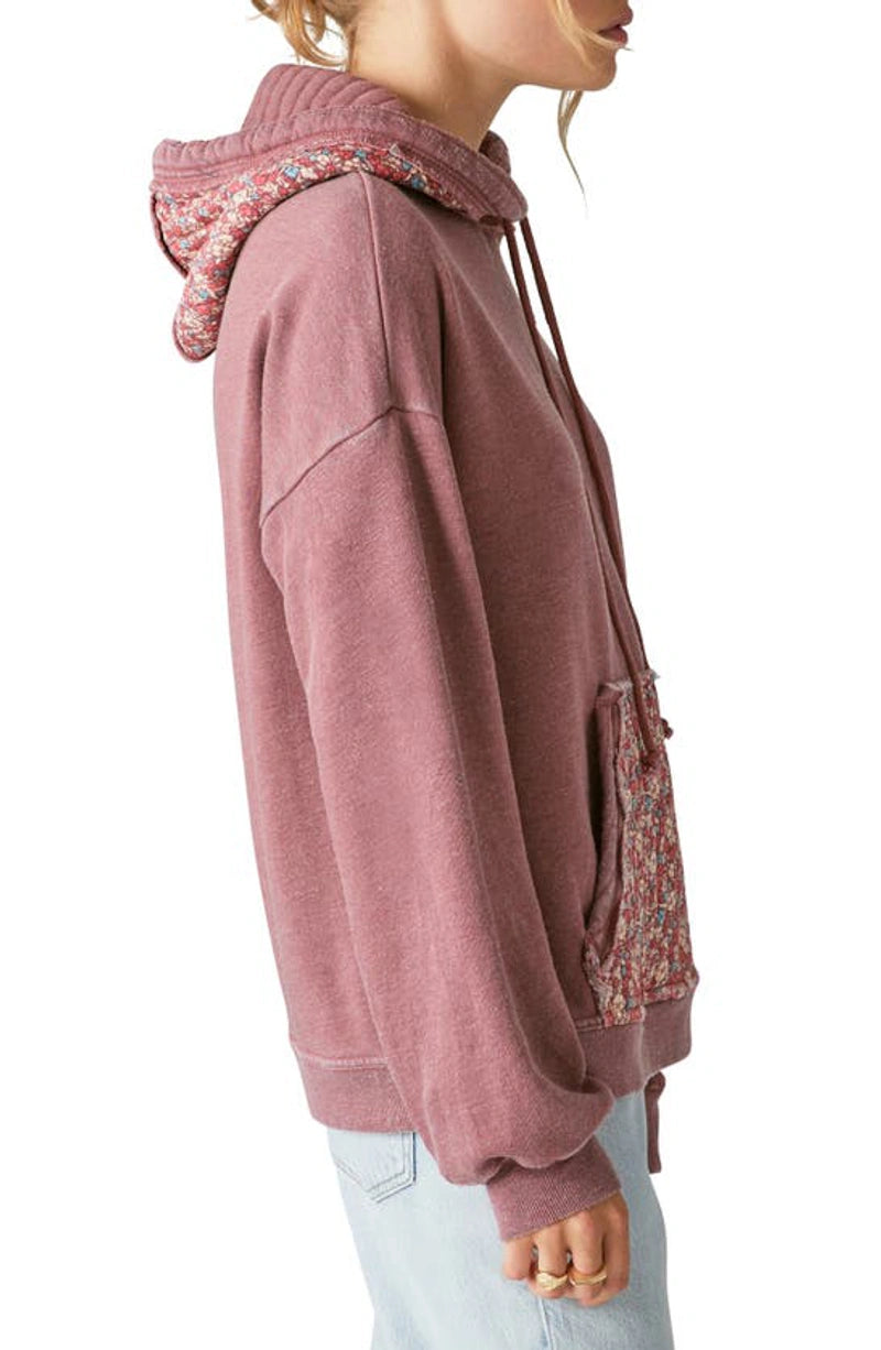 Lucky Brand Quilted Patchwork Hooded Sweatshirt