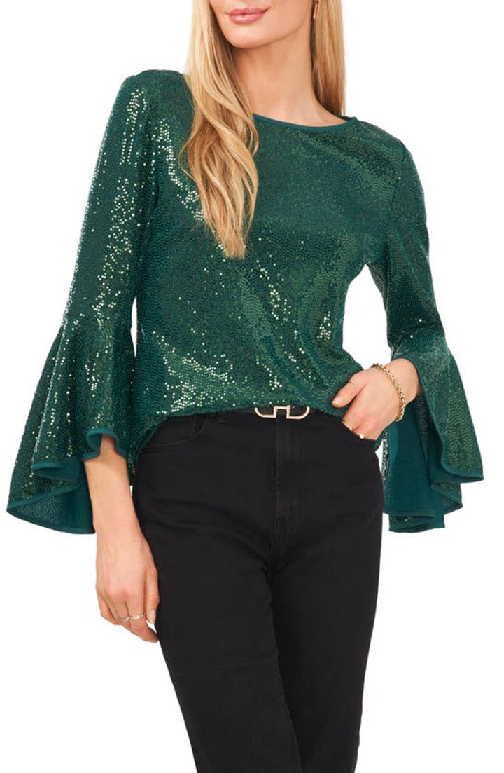 VINCE CAMUTO Sparkle Bell Sleeve Top