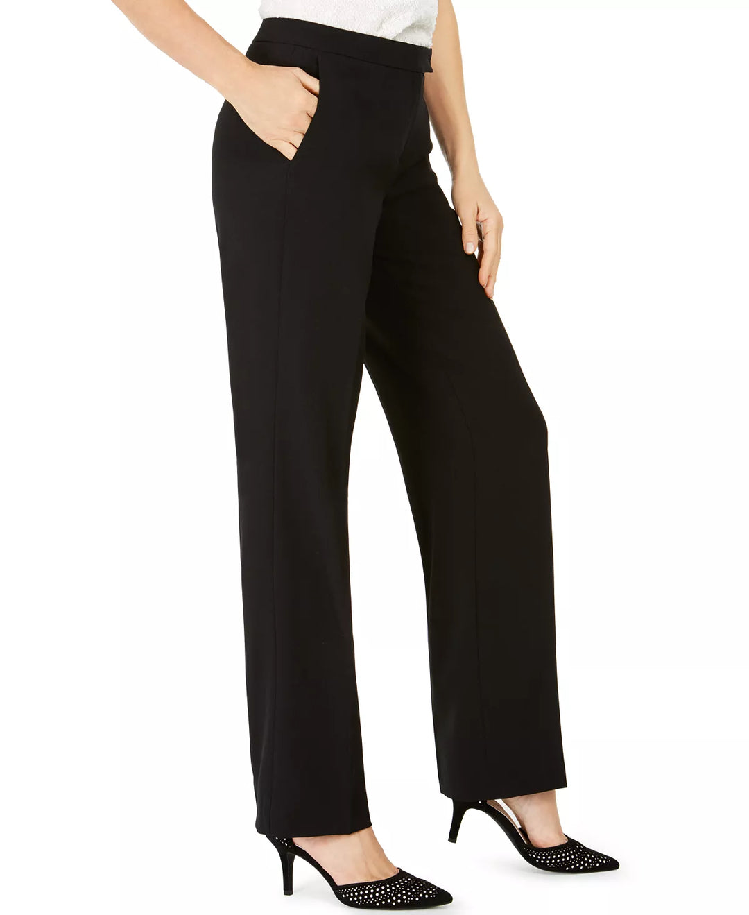 Kasper Tab-Waist Straight-Fit Modern Dress Pants