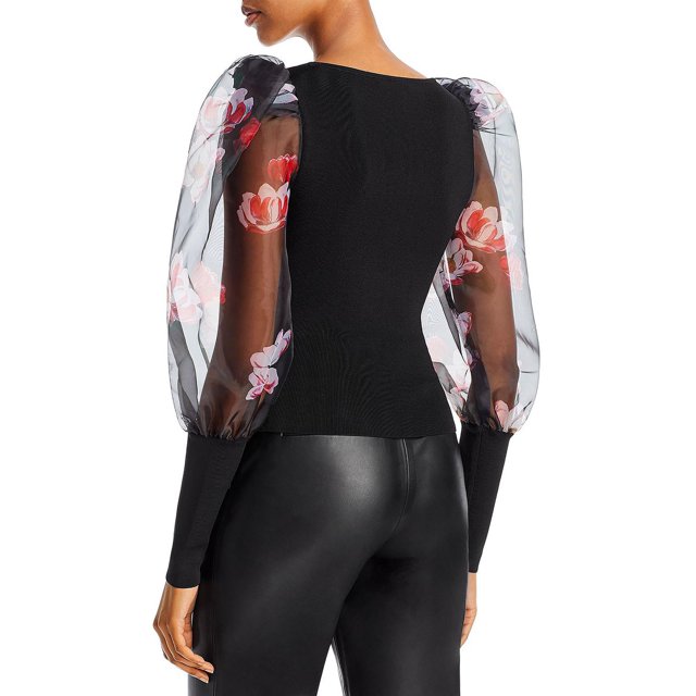 Alice and Olivia Abella Puff Sleeve Top