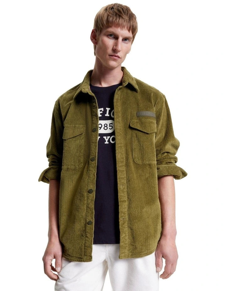 Tommy Hilfiger Men's Long-Sleeve Button-Front Corduroy Overshirt