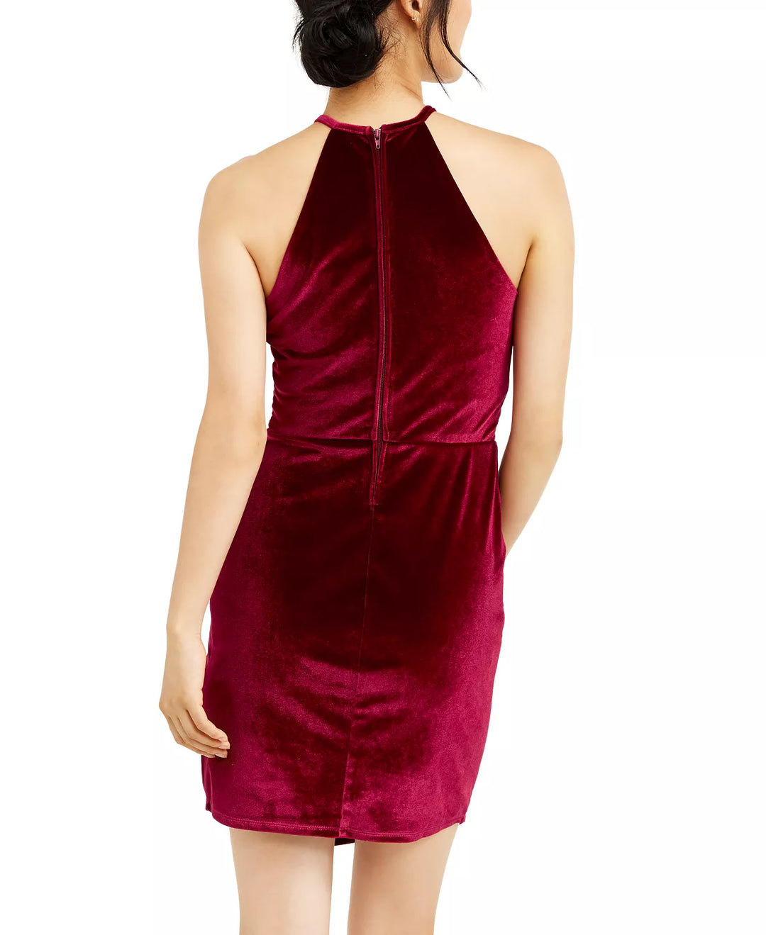 Crystal Doll Juniors' Velvet Knot-Front Dress