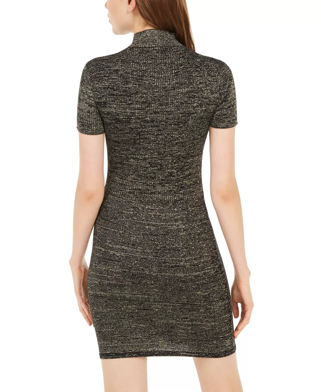 Planet Gold Juniors' Metallic Mock-Neck Dress