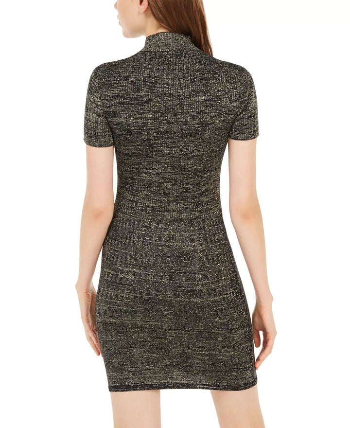 Planet Gold Juniors' Metallic Mock-Neck Dress