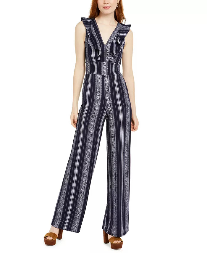 Crave Fame Juniors' Ruffled Open-Back Jumpsuit