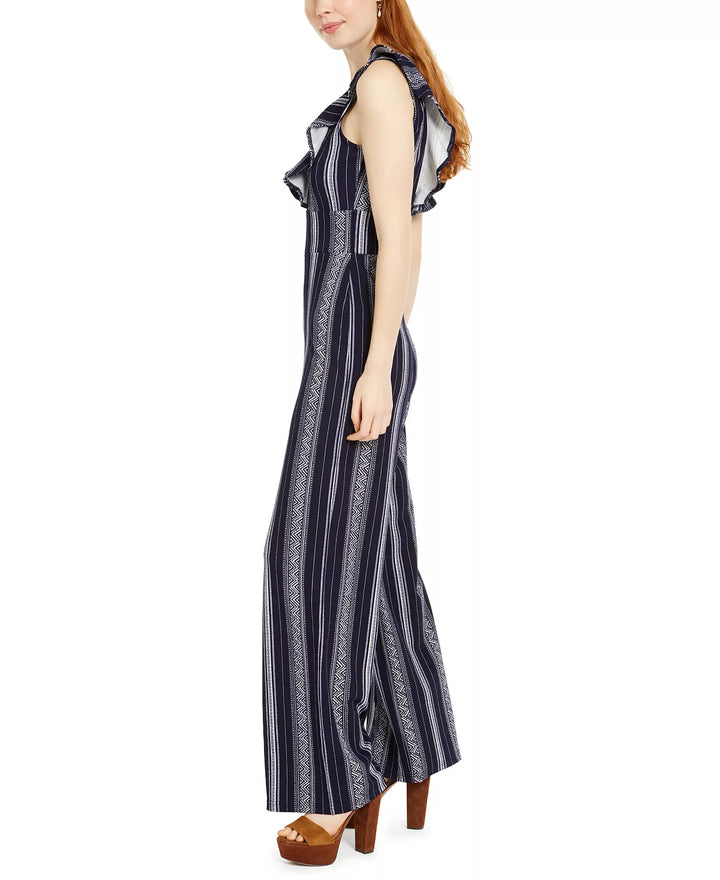 Crave Fame Juniors' Ruffled Open-Back Jumpsuit