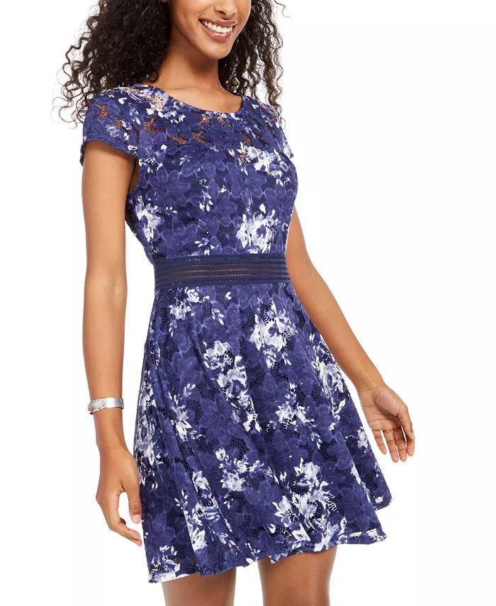 City Studios Juniors' Lace Floral Dress