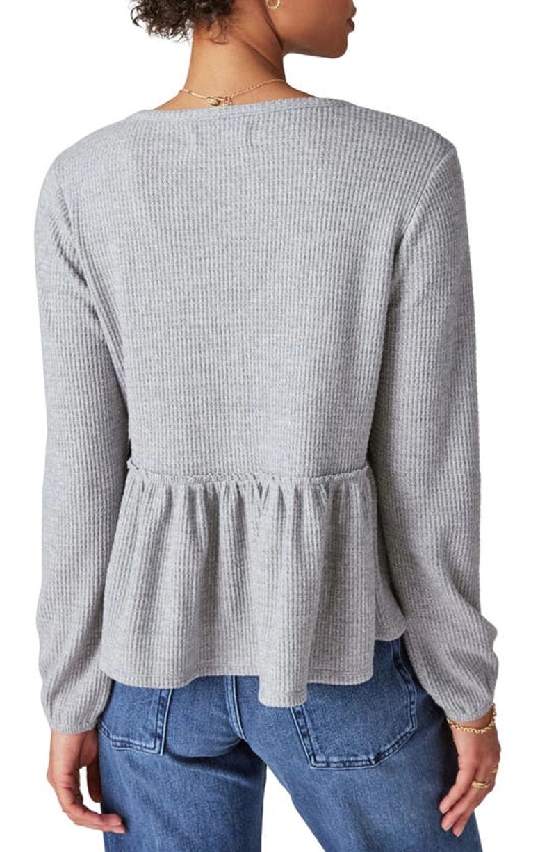 Lucky Brand Waffle-Texture Cloud-Soft Button-Down Top