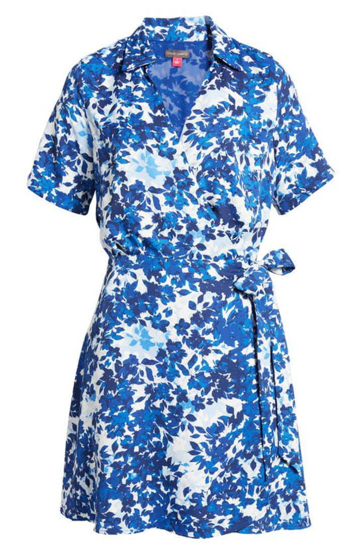 Vince Camuto Printed Collared V-Neck Wrap Dress