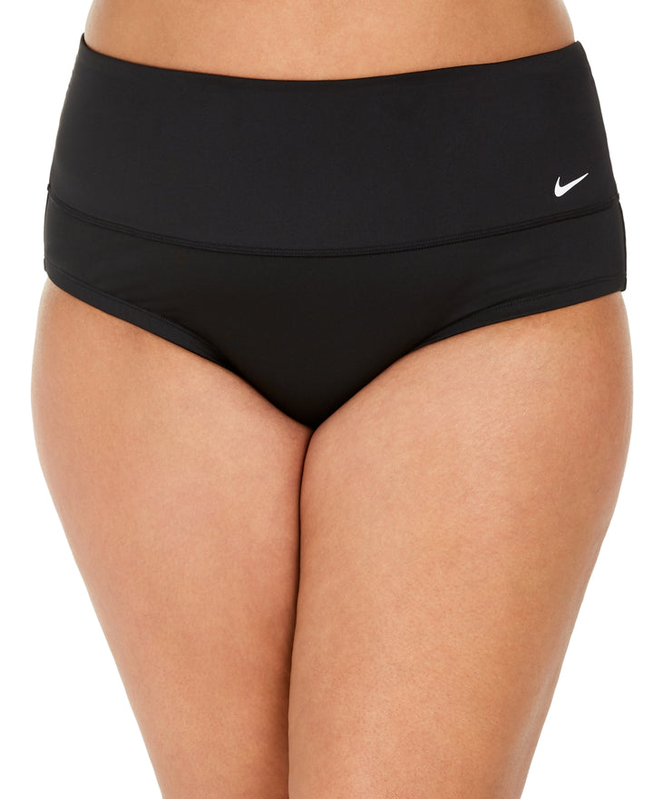 Nike Plus Size Solid Essential High-Waist Banded Bikini Bottoms
