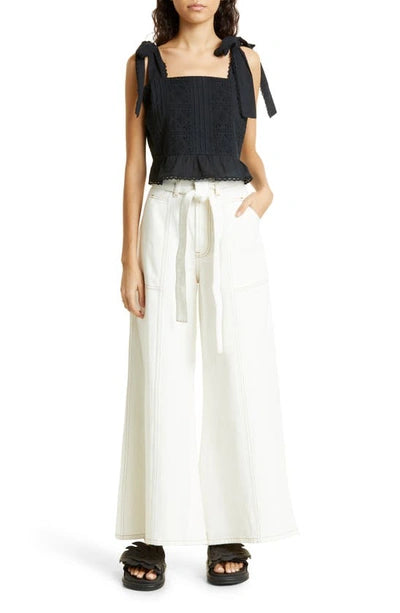 FARM Rio Twill Tie Waist Wide Leg Pants