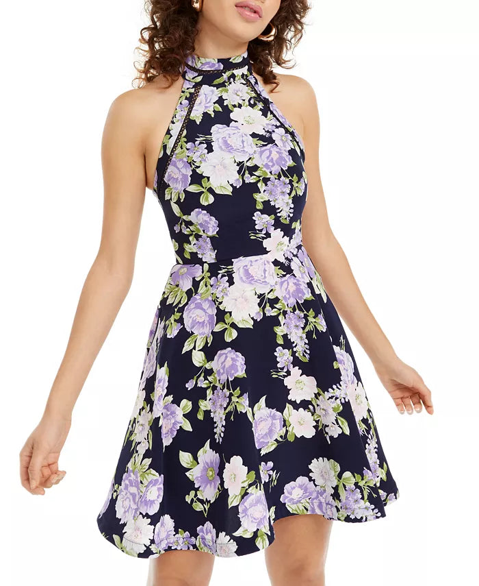 B. Darlin Juniors' Halter Floral Fit & Flare Dress