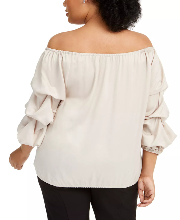 MSK Plus Size Puff-Sleeve Blouse