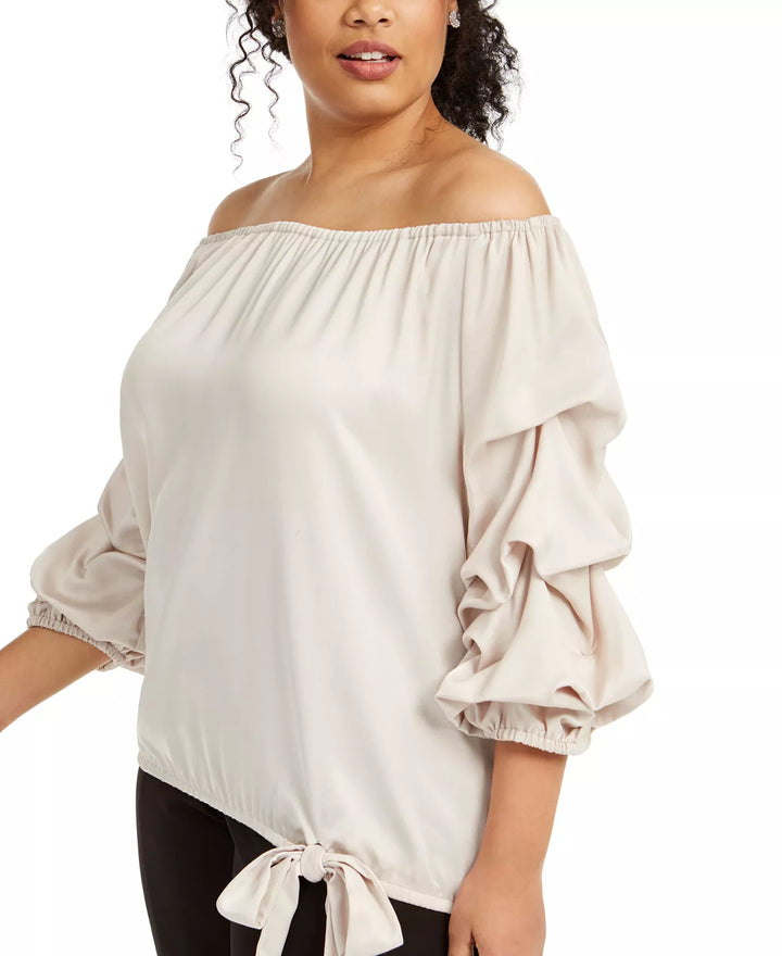 MSK Plus Size Puff-Sleeve Blouse