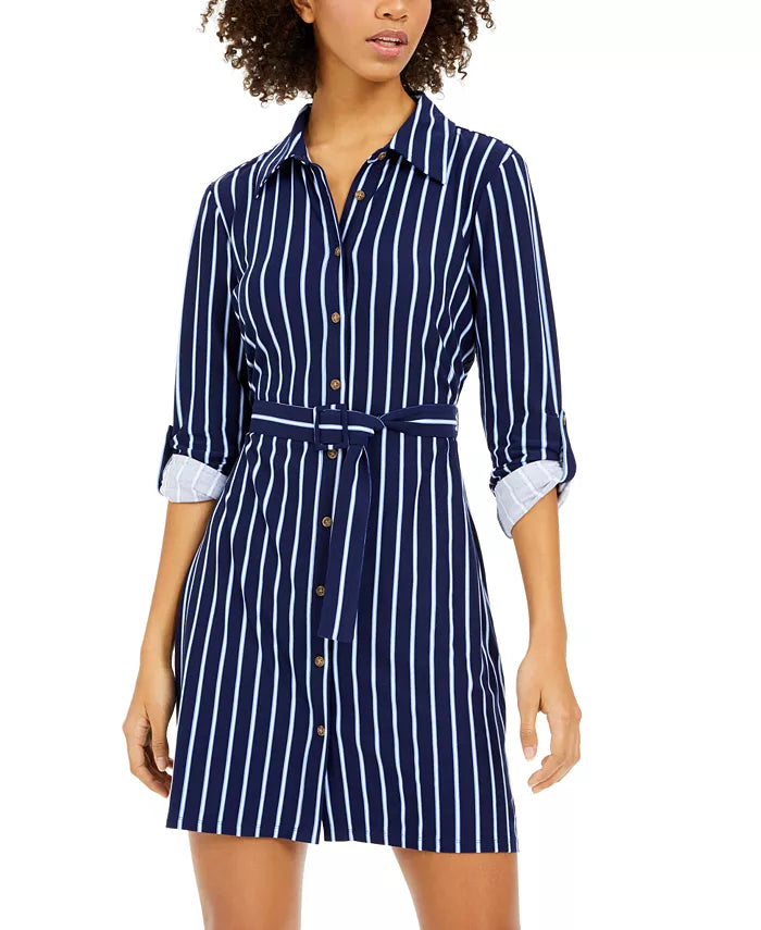 Ultra Flirt Juniors' Striped Shirtdress