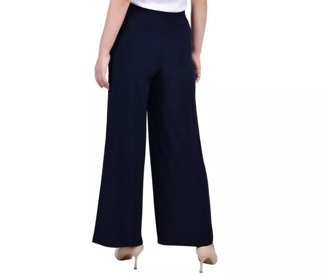 NY Collection Petite Short Mid Rise Pull On Wide-Leg Palazzo Pants