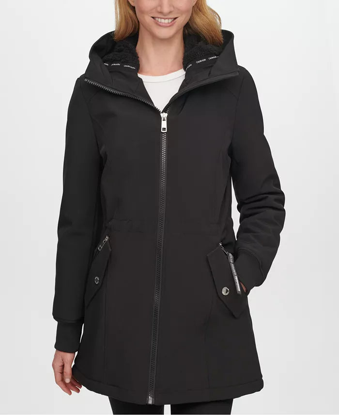 Calvin Klein Fleece-Lined Hooded Anorak Raincoat