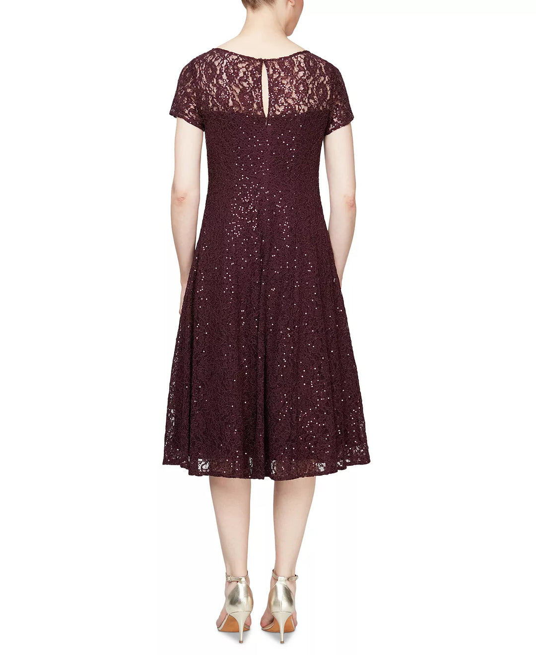 SL Fashions Sequined Lace Midi Dress