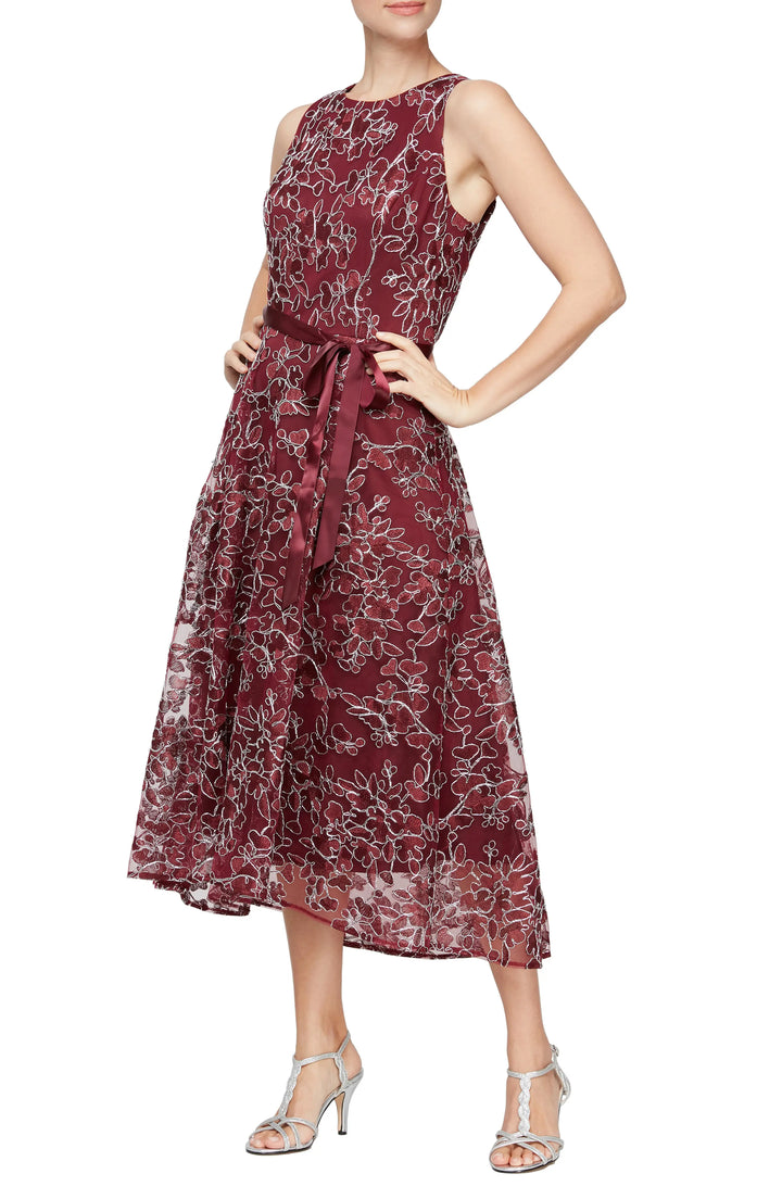 Alex & Eve Embroidered High-Low Midi Dress