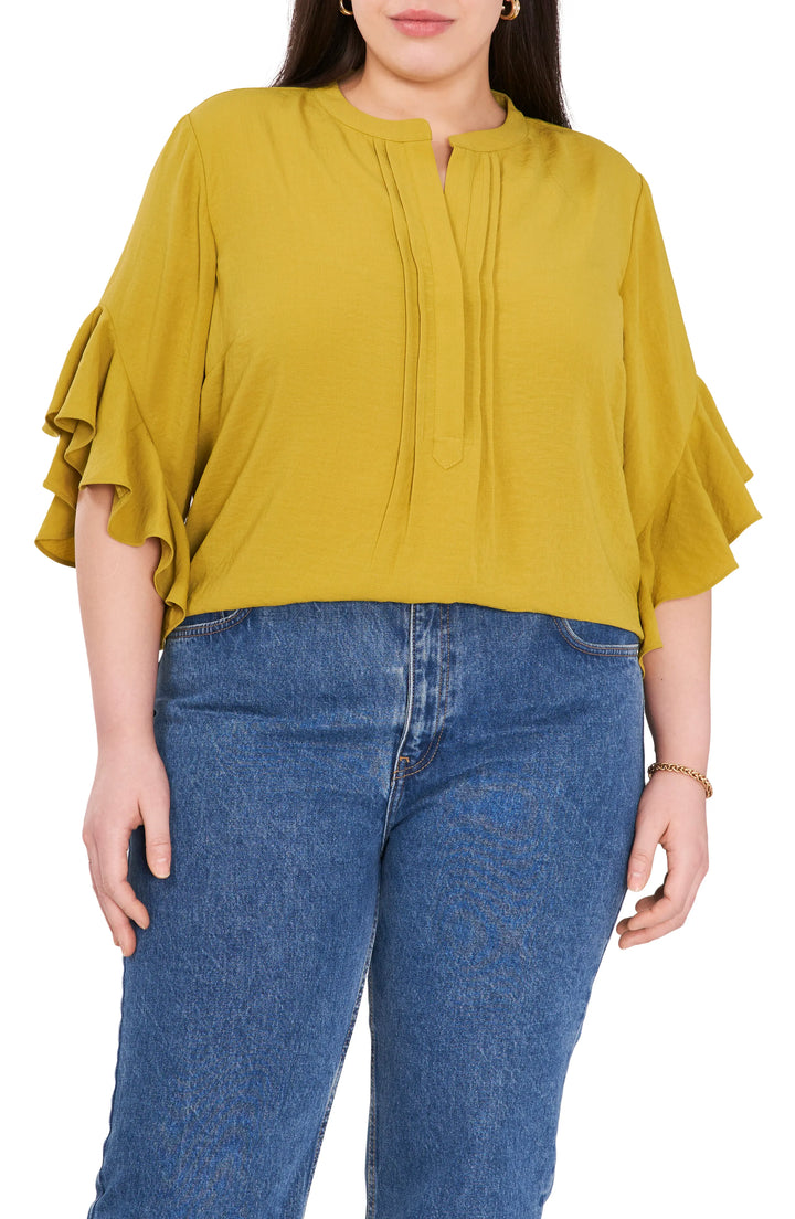 Vince Camuto Plus Size Ruffle Sleeve Popover Top