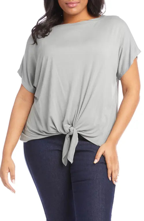 Karen Kane Plus Size Boat Neck Tie Front Top
