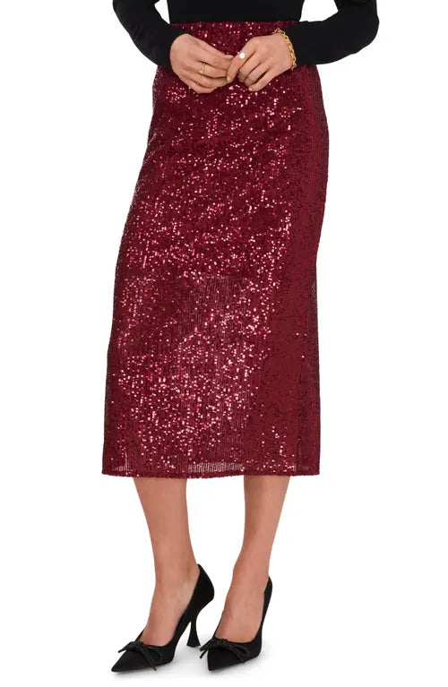 Vince Camuto Sequin Slit Hem Midi Skirt