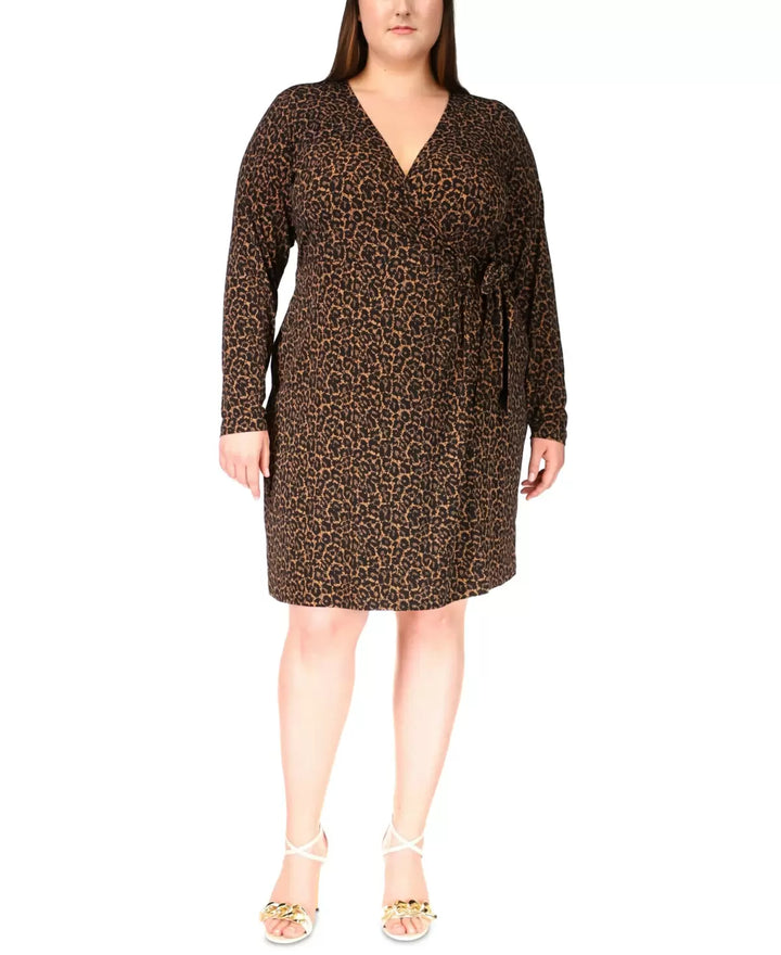 MICHAEL MICHAEL KORS Plus Size Animal-Print Faux-Wrap Dress