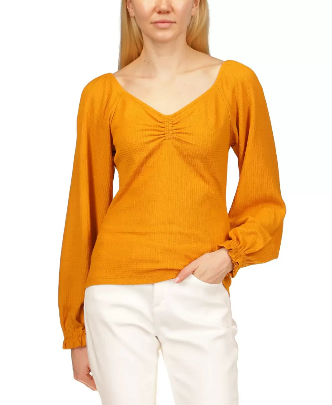 MICHAEL Michael Kors Ruched Puff-Sleeve Top