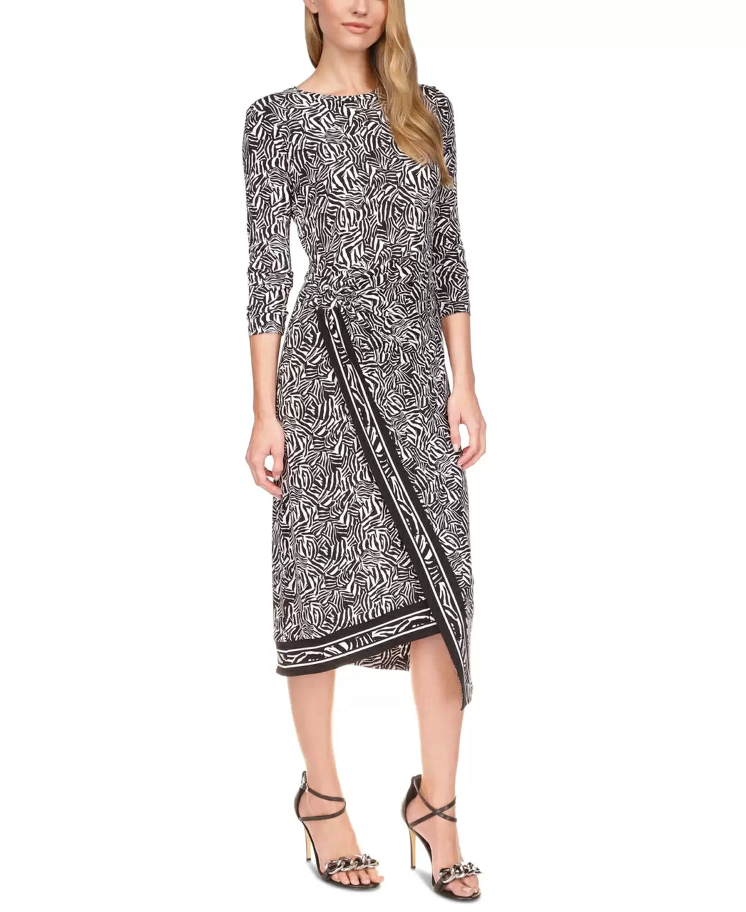 MICHAEL Michael Kors Zebra-Print Asymmetrical Midi Dress