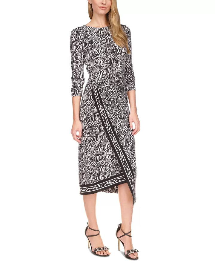 MICHAEL Michael Kors Zebra-Print Asymmetrical Midi Dress