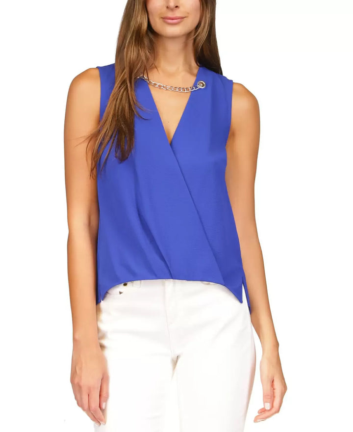 MICHAEL Michael Kors Crepe Chain Faux-Wrap Top