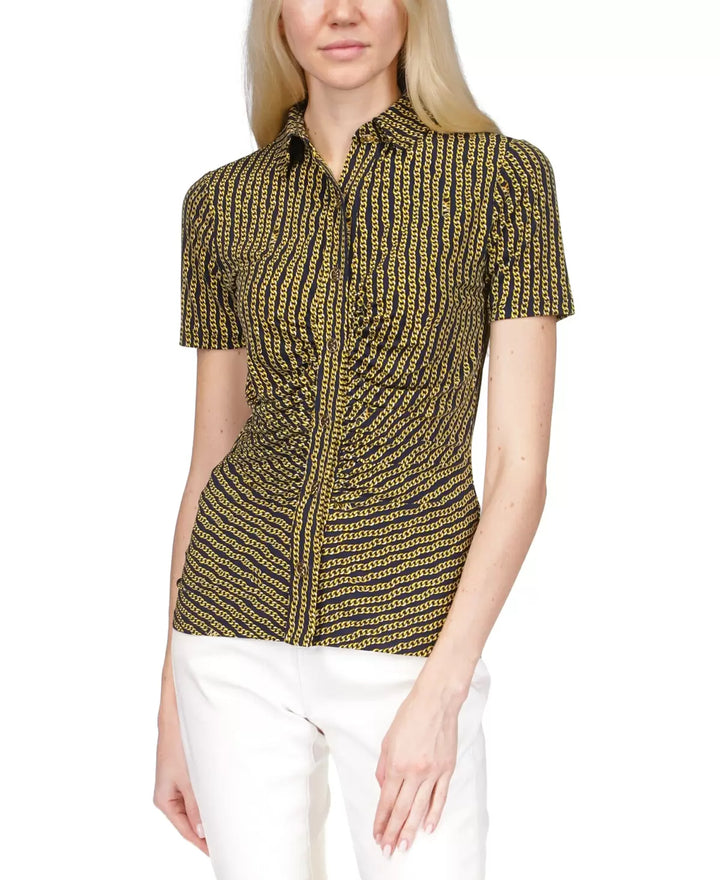 MICHAEL Michael Kors Button Ruched-Front Top