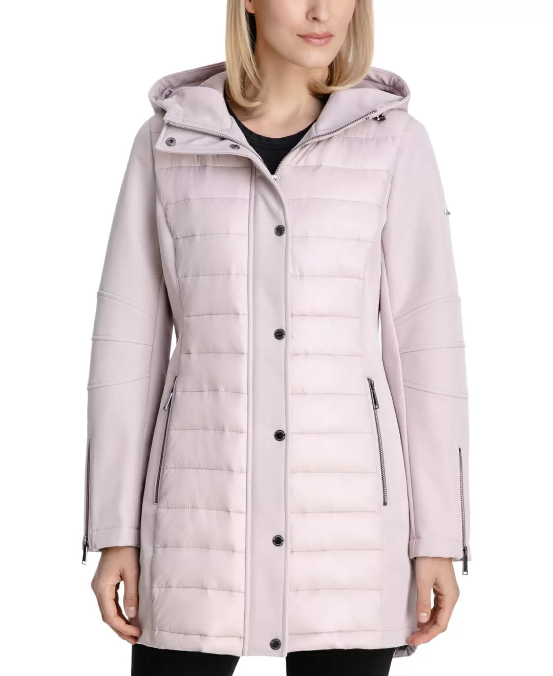BCBGeneration Mixed-Media Hooded Raincoat