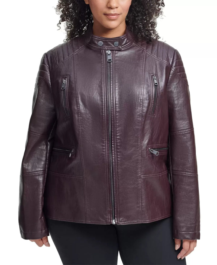 Kenneth Cole Plus Size Faux-Leather Jacket