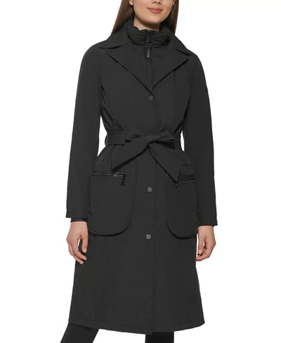 Dkny Bibbed Belted Hooded Trench Coat
