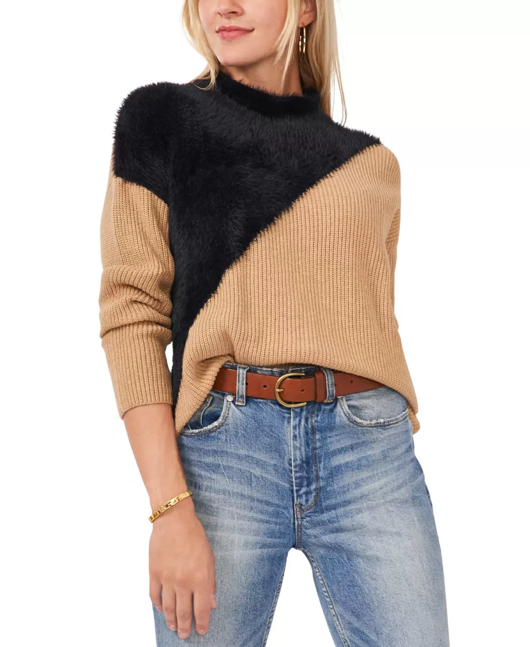 Vince Camuto Asymmetrical Colorblocked Sweater