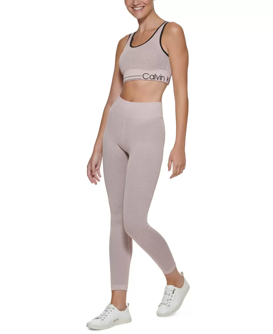 Calvin Klein Performance Sujetador deportivo acanalado sin costuras MSRP $ 39 Talla L # U5 362 NUEVO