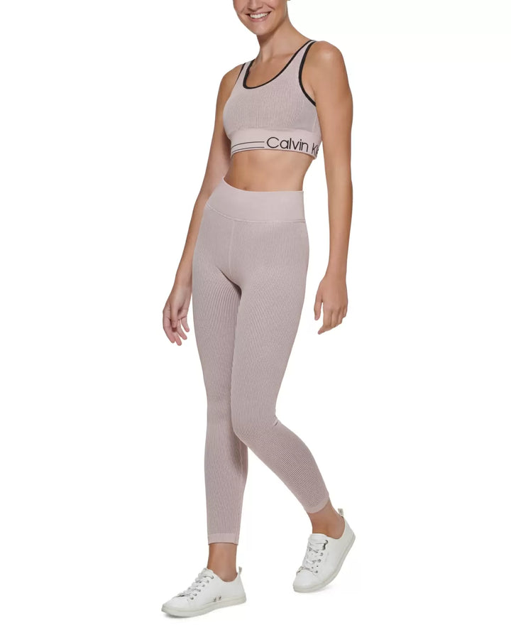 Calvin Klein Performance Sujetador deportivo acanalado sin costuras MSRP $ 39 Talla L # U5 362 NUEVO