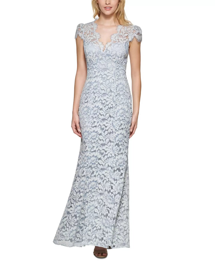 Eliza J Scalloped-Edge Lace Gown