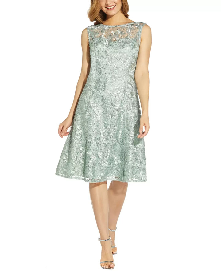 Adrianna Papell Embroidered A-Line Dress