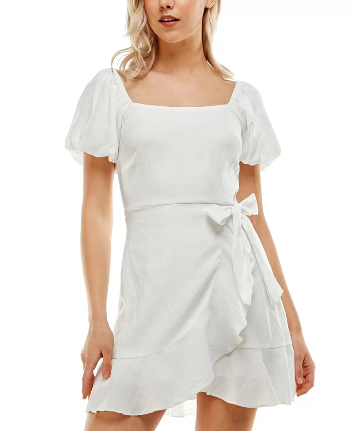 Trixxi Juniors' Ruffled Faux-Wrap Dress